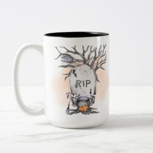 Caneca De Café Em Dois Tons Halloween Gótico Assustador