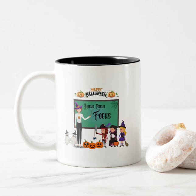 Caneca De Café Em Dois Tons Halloween Mug (Com Donut)