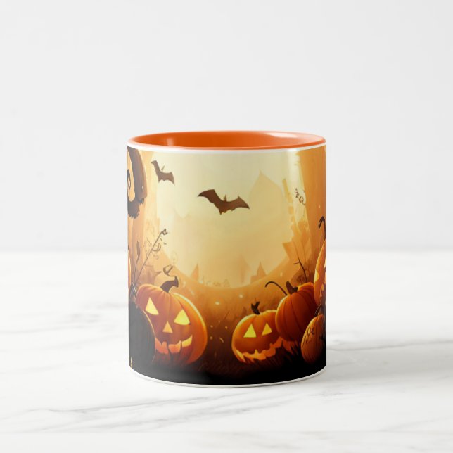 Caneca De Café Em Dois Tons Halloween/outono/Outono/Abóbora (Centro)