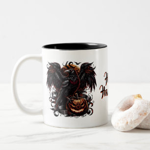 Caneca De Café Em Dois Tons Halloween Raven Coffee Mug
