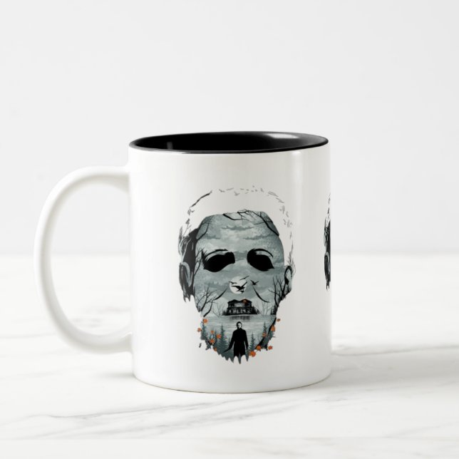 Caneca De Café Em Dois Tons Halloween Scary Design (Esquerda)