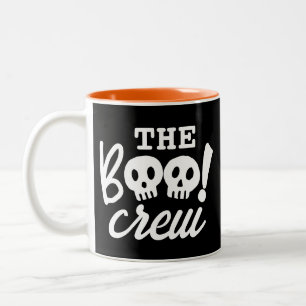 Caneca De Café Em Dois Tons Halloween Simples A Tripulação De Boo Maldita Cave