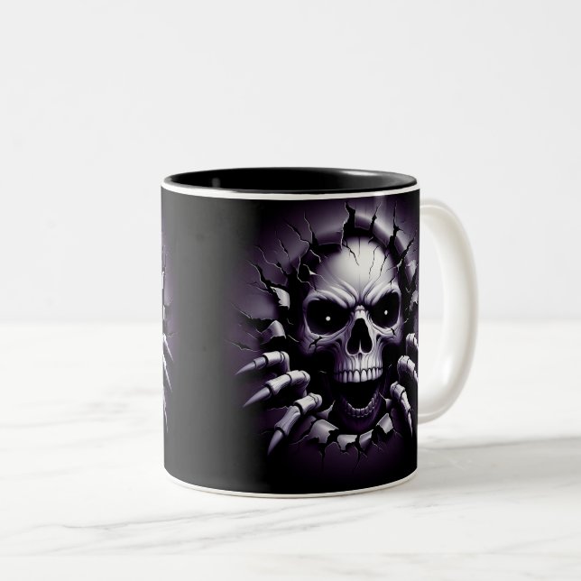 Caneca De Café Em Dois Tons Halloween Skeleton 3D Mug (Frente Esquerda)