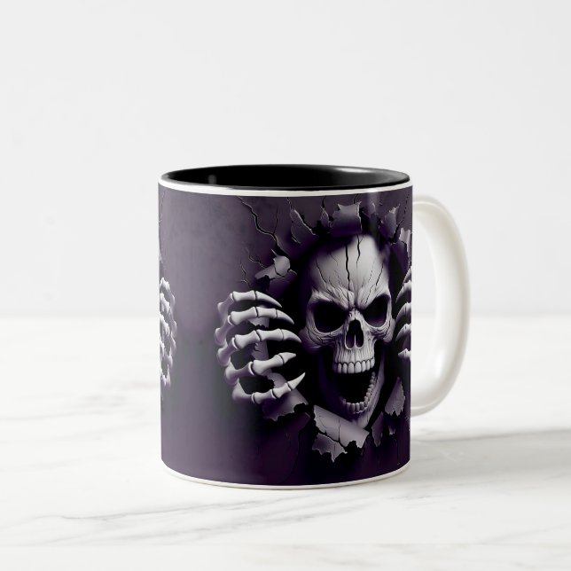 Caneca De Café Em Dois Tons Halloween Skeleton 3D Mug (Frente Esquerda)