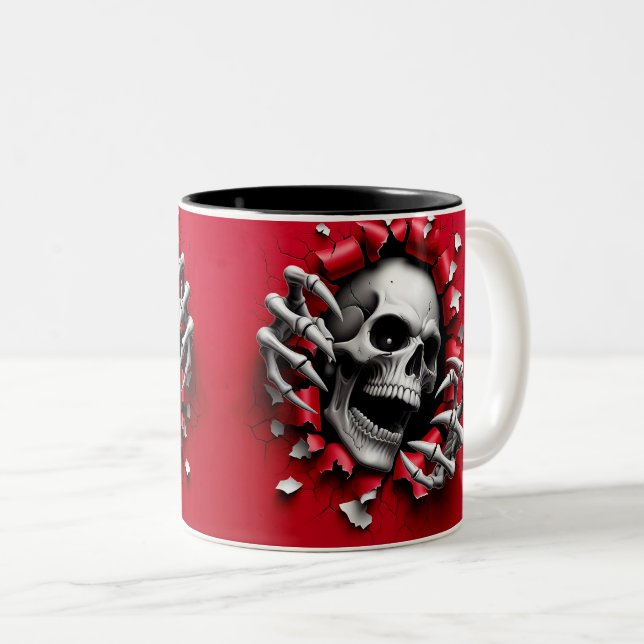 Caneca De Café Em Dois Tons Halloween Skeleton 3D Mug (Frente Esquerda)