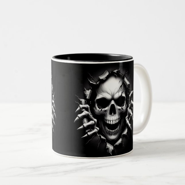 Caneca De Café Em Dois Tons Halloween Skeleton 3D Mug (Frente Esquerda)