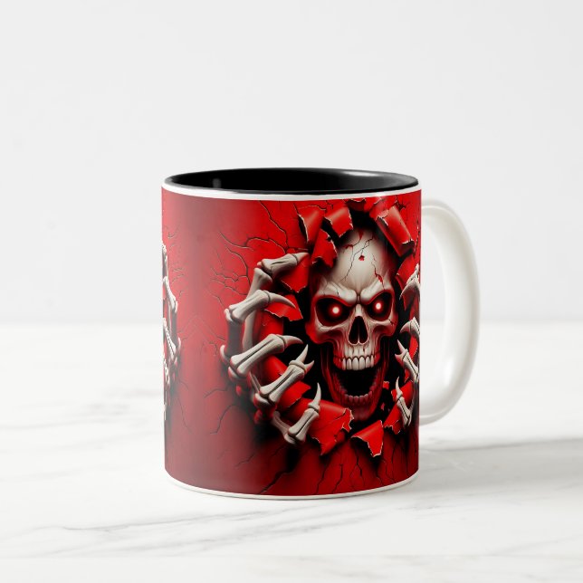 Caneca De Café Em Dois Tons Halloween Skeleton 3D Mug (Frente Esquerda)
