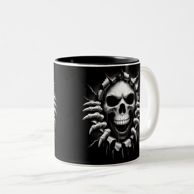Caneca De Café Em Dois Tons Halloween Skeleton 3D Mug (Frente Esquerda)