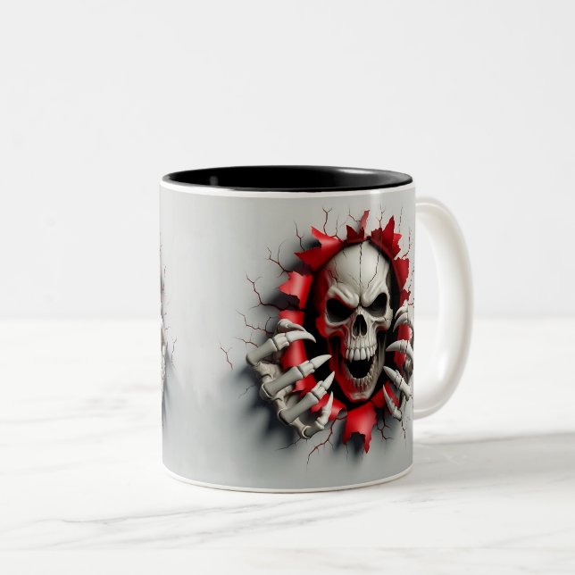 Caneca De Café Em Dois Tons Halloween Skeleton 3D Mug (Frente Esquerda)