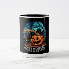 Caneca De Café Em Dois Tons Halloween Spooky Pumpkin