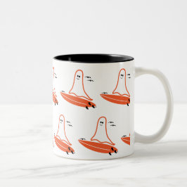Caneca De Café Em Dois Tons Halloween Surfer Ghost black