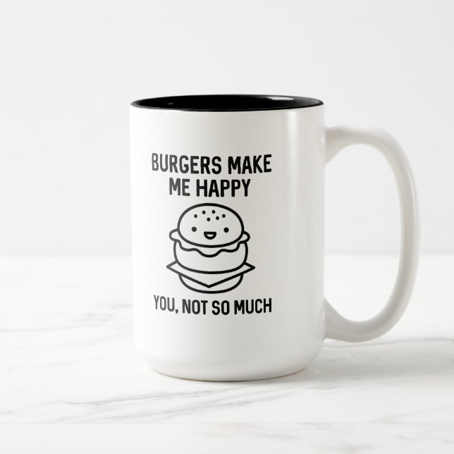 Caneca De Café Em Dois Tons Hambúrgueres Me Fazem Feliz (Direita)