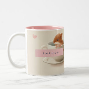 Caneca De Café Em Dois Tons Hamster Adorável Personalizado no Padrão do Teacup