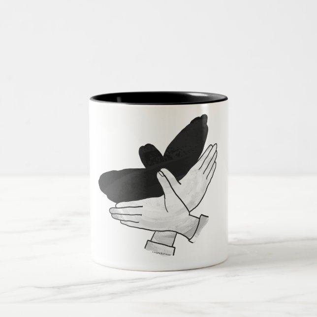 Caneca De Café Em Dois Tons Hand Silhouette Eagle (Centro)