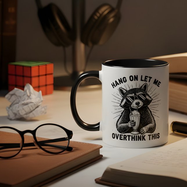 Caneca De Café Em Dois Tons Hang On Let Me Overthink This (Criador carregado)