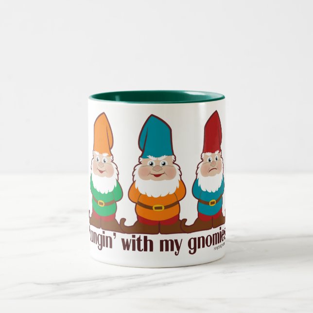 Caneca De Café Em Dois Tons Hangin com meu Gnomies (Centro)