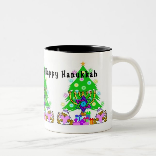 Caneca De Café Em Dois Tons Hanukkah e Natal (Direita)