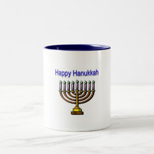 Caneca De Café Em Dois Tons Hanukkah feliz