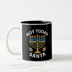 Caneca De Café Em Dois Tons Hanukkah Hoje Não Papai noel o judeu Chanukah