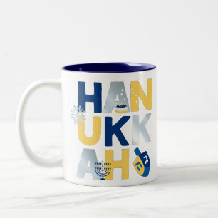 Caneca De Café Em Dois Tons HANUKKAH Menorah Dreidel Coffee Mug