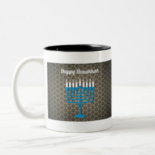 Caneca De Café Em Dois Tons hanukkah negro feliz
