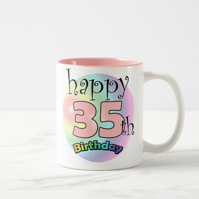 Caneca De Café Em Dois Tons Happy 35th Birthday (roze) (Direita)