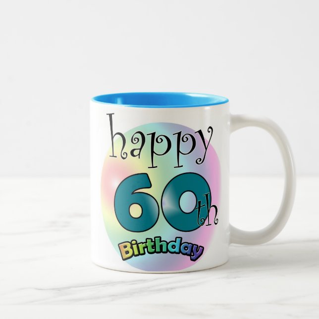 Caneca De Café Em Dois Tons Happy 60th Birthday (Direita)
