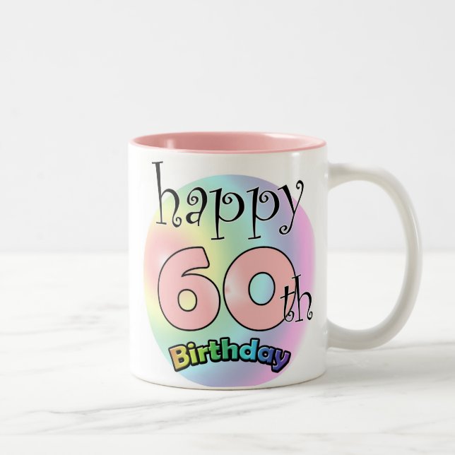 Caneca De Café Em Dois Tons Happy 60th Birthday (roze) (Direita)