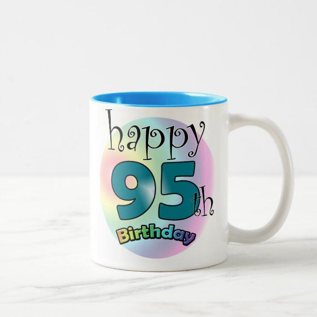 Caneca De Café Em Dois Tons Happy 95th Birthday (blauw) (Direita)