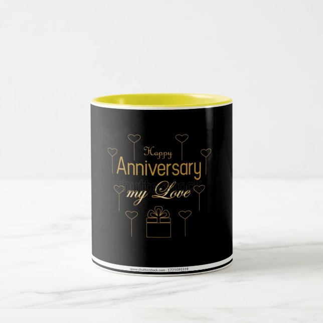 CANECA DE CAFÉ EM DOIS TONS **HAPPY ANNIVERSARY** COFFEE MUG (Centro)