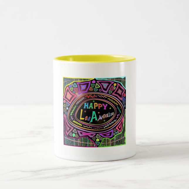 Caneca De Café Em Dois Tons Happy Art: Copa "Happy Los Angeles" (Centro)