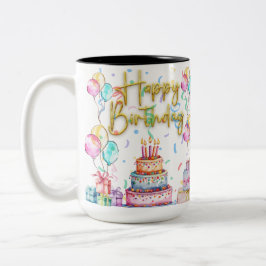 Caneca De Café Em Dois Tons Happy Birthday