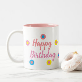 Caneca De Café Em Dois Tons Happy Birthday Pink