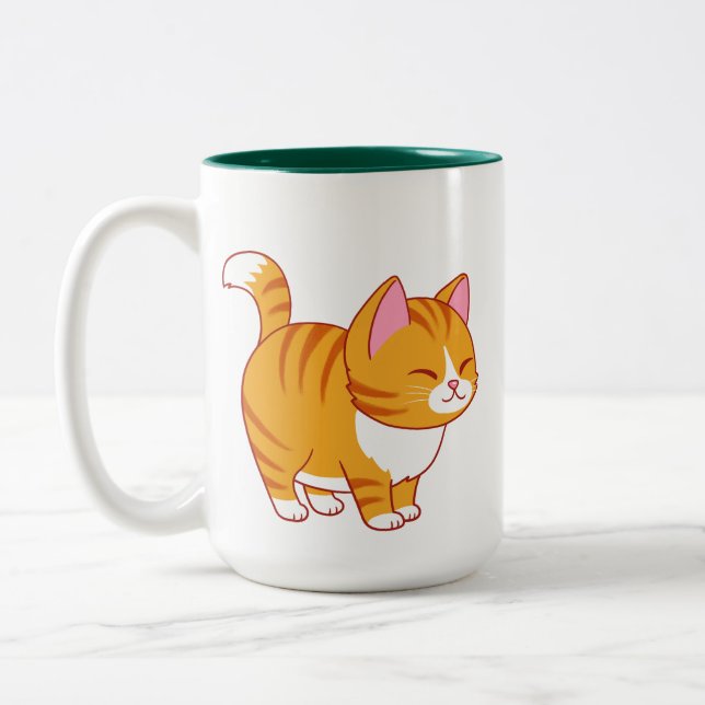 Caneca De Café Em Dois Tons Happy Cat Orange Tabby (Esquerda)