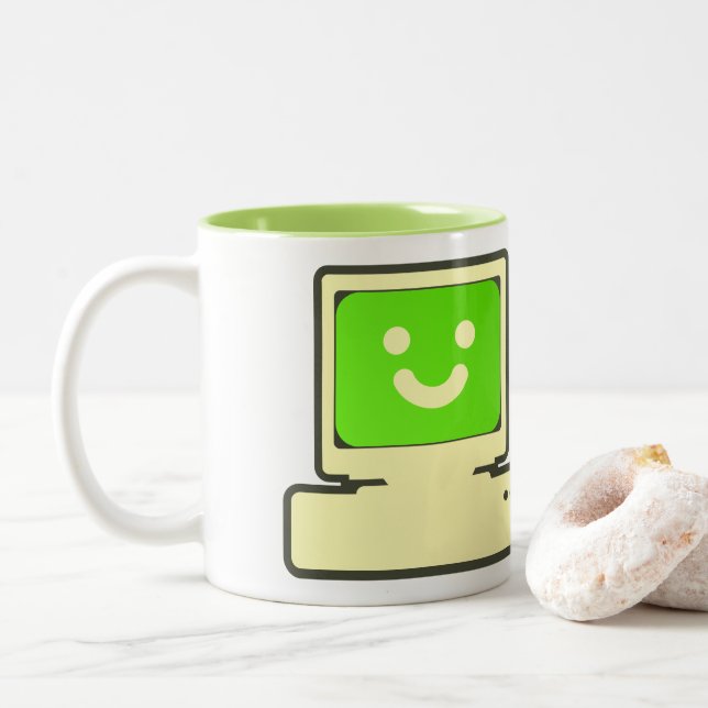 Caneca De Café Em Dois Tons happy computer mug (Com Donut)