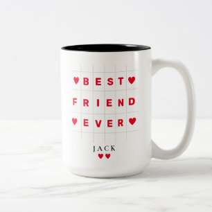 Caneca De Café Em Dois Tons Happy Friendship Day BEST FRIEND EVER RED HEART
