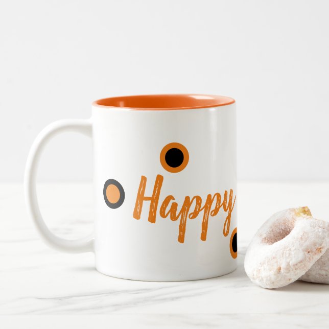 Caneca De Café Em Dois Tons Happy Halloween (Com Donut)
