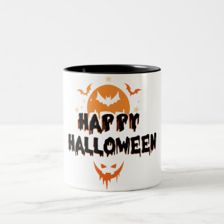 Caneca De Café Em Dois Tons "Happy Halloween Mug - Classic Spooky Café Cup