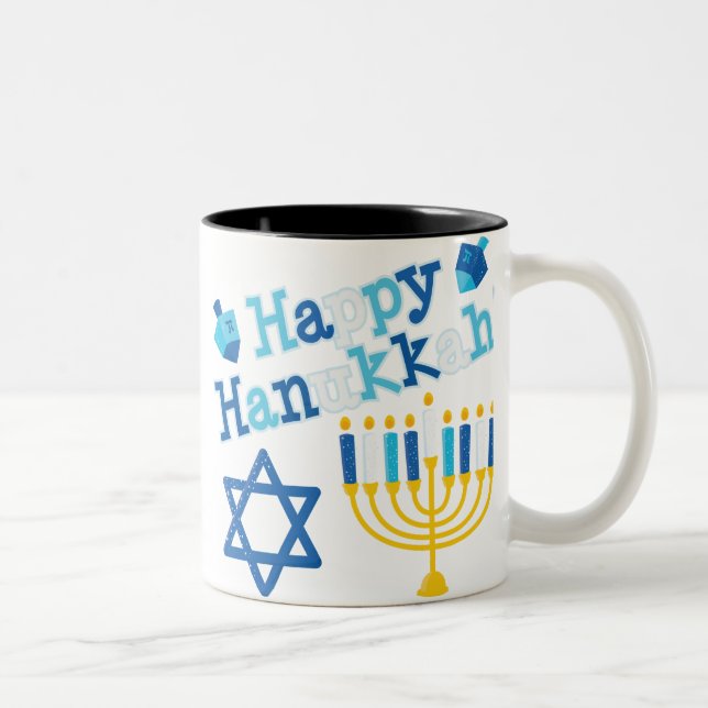 Caneca De Café Em Dois Tons Happy Hanukkah (Direita)