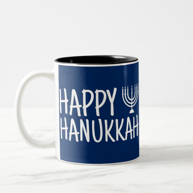 Caneca De Café Em Dois Tons Happy Hanukkah (Esquerda)