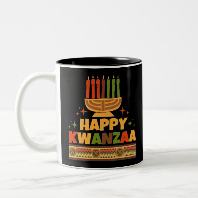 Caneca De Café Em Dois Tons Happy Kwanzaa (Esquerda)