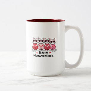 Caneca De Café Em Dois Tons Happy Meowentine Mug