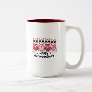 Caneca De Café Em Dois Tons Happy Meowentine Mug