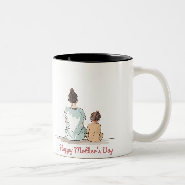 Caneca De Café Em Dois Tons Happy Mother's Day (Direita)
