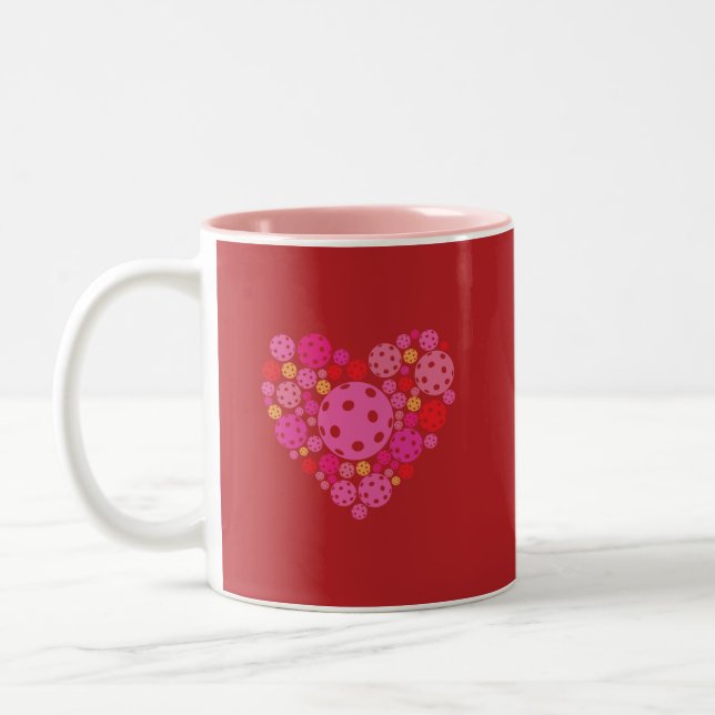 Caneca De Café Em Dois Tons Happy Valentine's Day Pickleball Style (Esquerda)