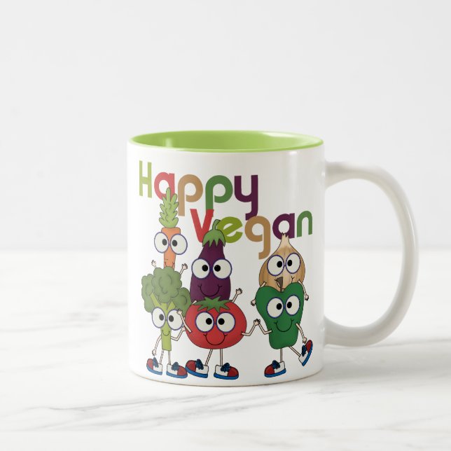 Caneca De Café Em Dois Tons Happy Vegan (Direita)