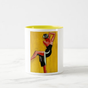 Caneca De Café Em Dois Tons Harald Giersing, Dancer em Fundo Amarelo, 1920
