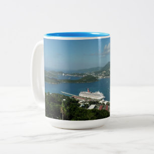 Caneca De Café Em Dois Tons Harbor em Ruas. Thomas Ilhas Virgens dos EUA