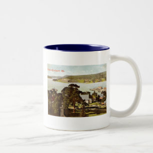 Caneca De Café Em Dois Tons Harbour, Bucksport, Maine 1908 Vintage