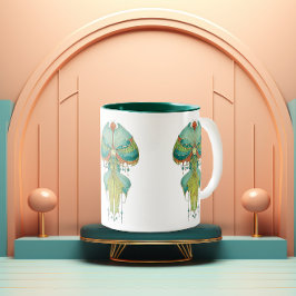 Caneca De Café Em Dois Tons Harmonia de Flor Whimsical 